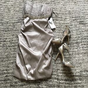 Hailey NWT Strapless Cocktail/PartyDress Silver 12